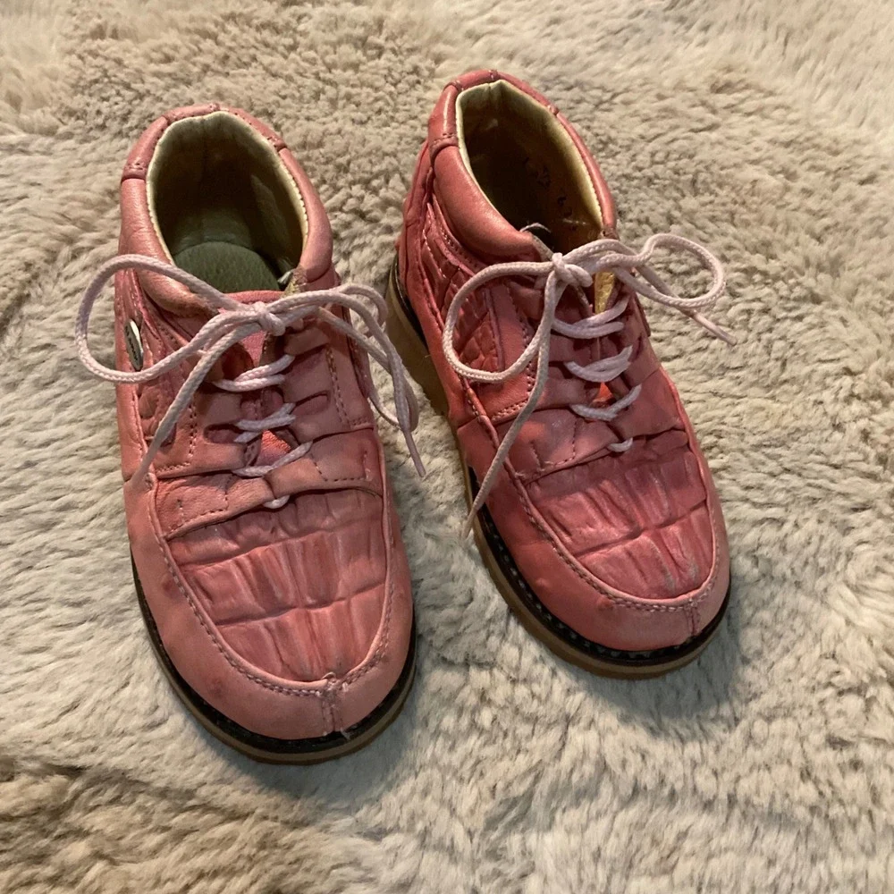 Alamos Leather Lace Up Chukka Boots Leather Pink Size 9 Toddler Western Cowgirl‎